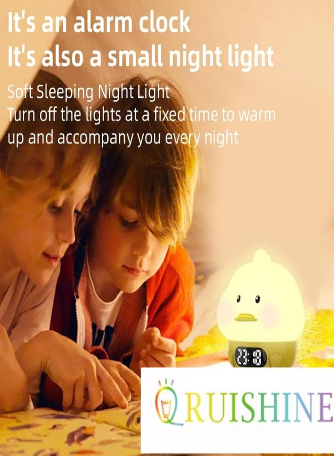 RUISHINE Alarm Clock Lights for Kids-Duck Night Lights,Temperature Display,RGB Color Changing, Wake up Timer, Rechargelable Touch Lamp for Breastfeeding,Silicone Baby Nursery Nightlight Duck - Image 3